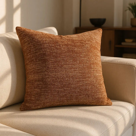 Avon Chenille Cushion Cover and Filled Cushion 18" x 18" (45cm x 45cm) - Terracotta