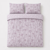 Overhead flat lay of the Azalea Eco Polycotton Duvet Cover Set with two matching pillowcases