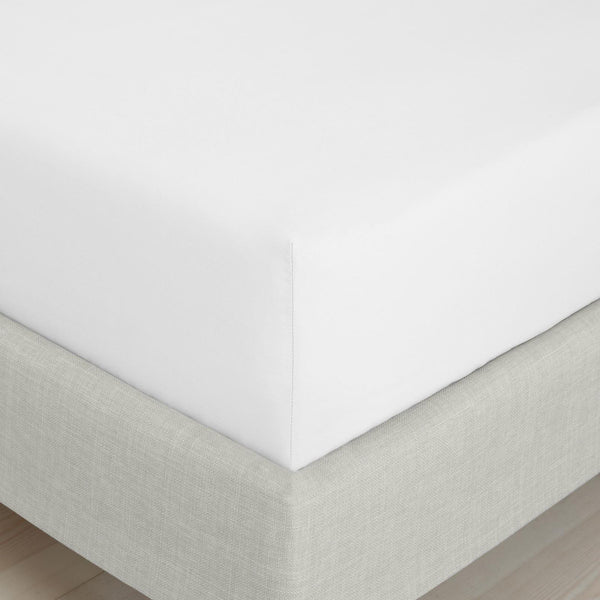 200TC Cotton Percale Fitted Sheet White
