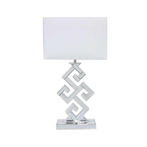 Table Lamp White Clear Glass 74cm