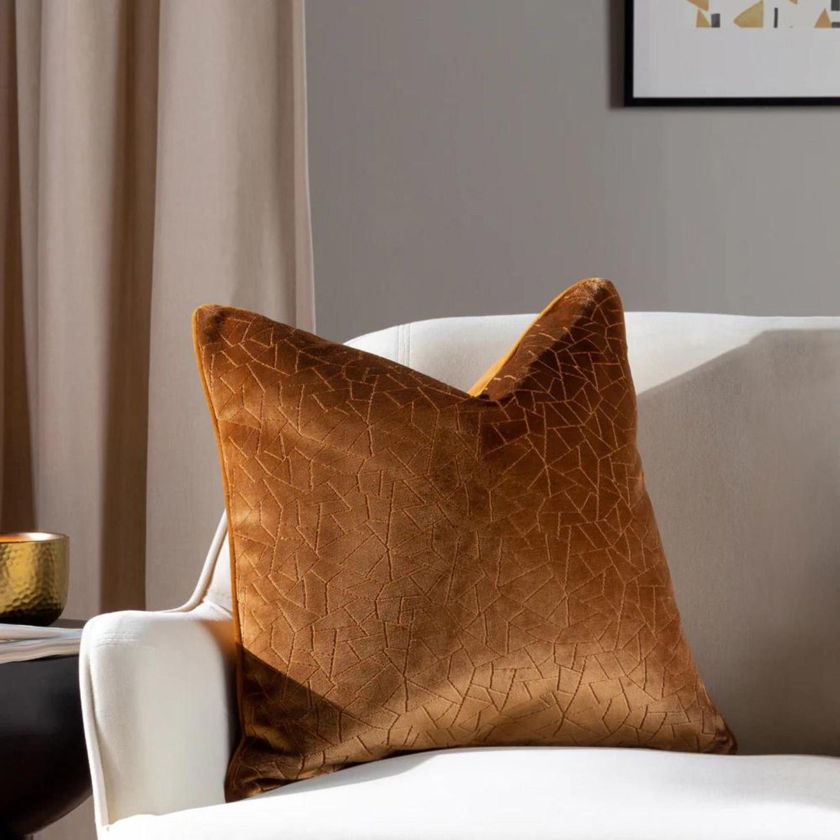 Malans Cut Velvet Cushion Cover 18" x 18" - Bronze