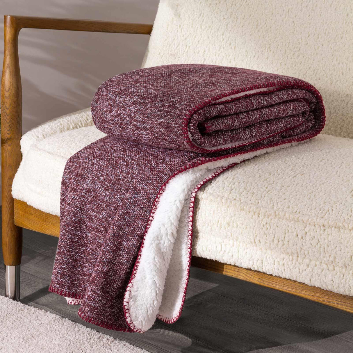 Nurrel Sherpa Throw Blanket 130cm x 180cm by furn.