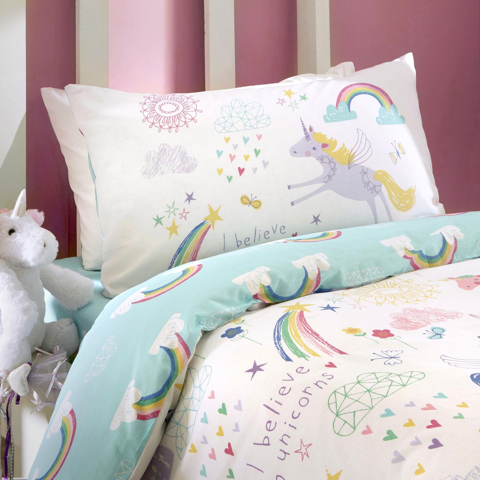 Reversible Unicorn Rainbow Duvet Cover for Kids – Poly‑Cotton UK