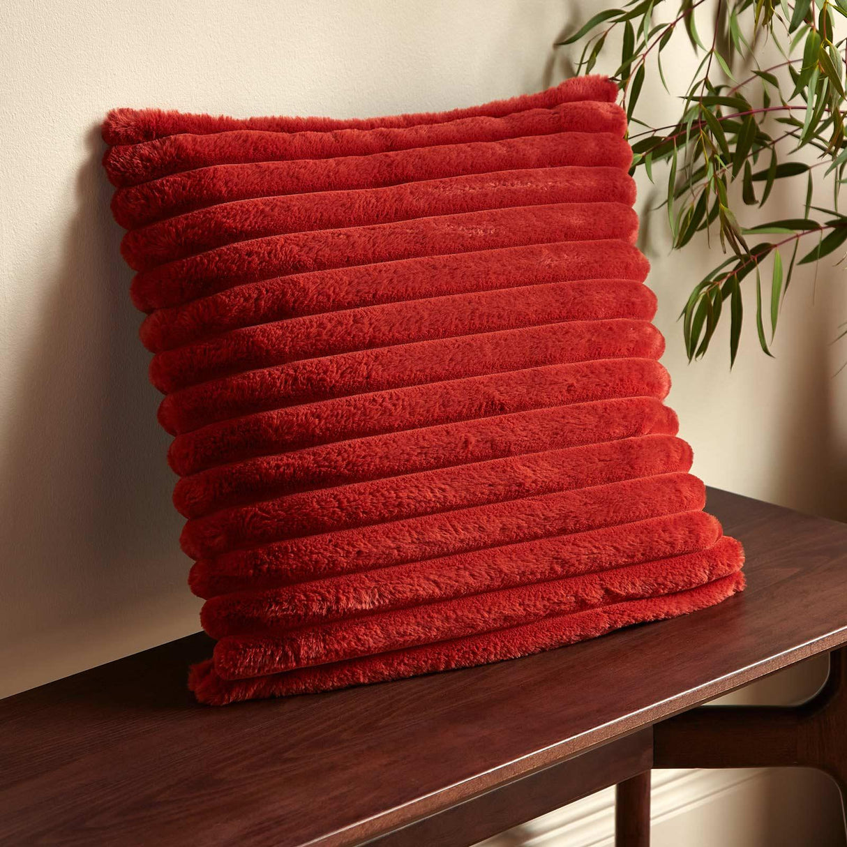 Catherine Lansfield Cosy Ribbed Filled Cushion 45cm x 45cm - Burnt Orange