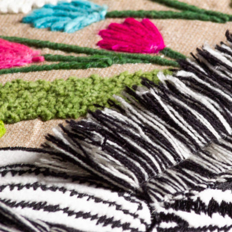 Zedra Embroidered Zebra Cushion Cover 20" x 20" by Wylder