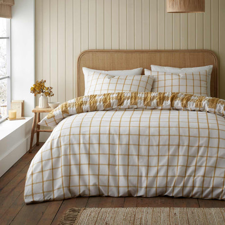 Catherine Lansfield Brushed Seersucker Gingham Cosy Duvet Cover Set 16