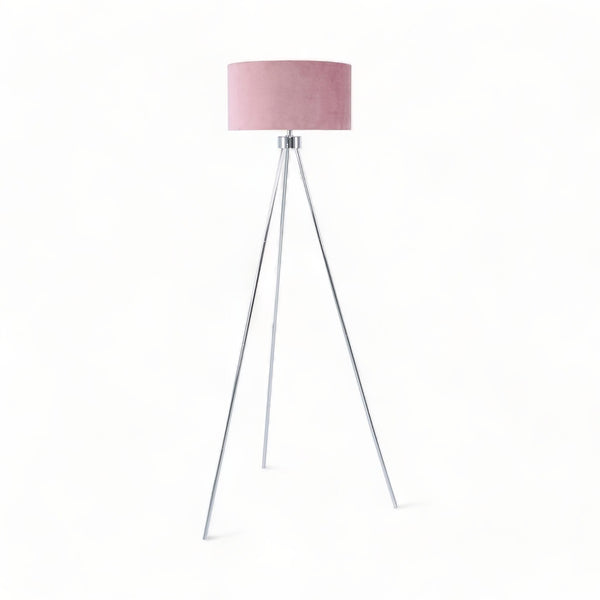Chrome Tripod Floor Lamp Pink