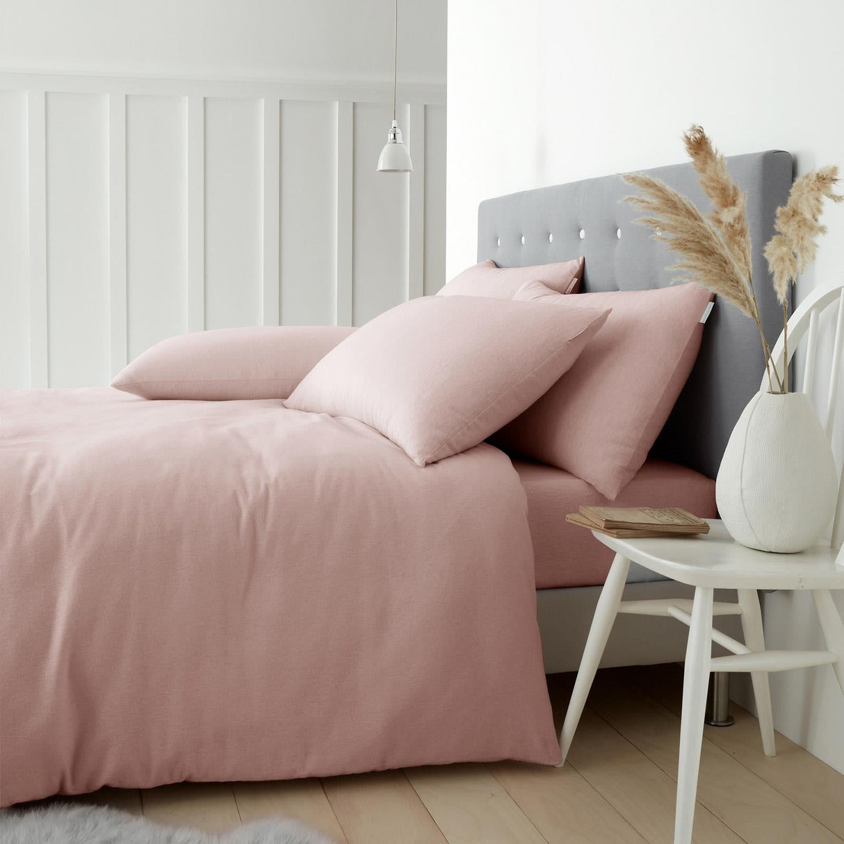 Catherine Lansfield Cosy Brushed Cotton Flannelette Duvet Cover Set - Pink