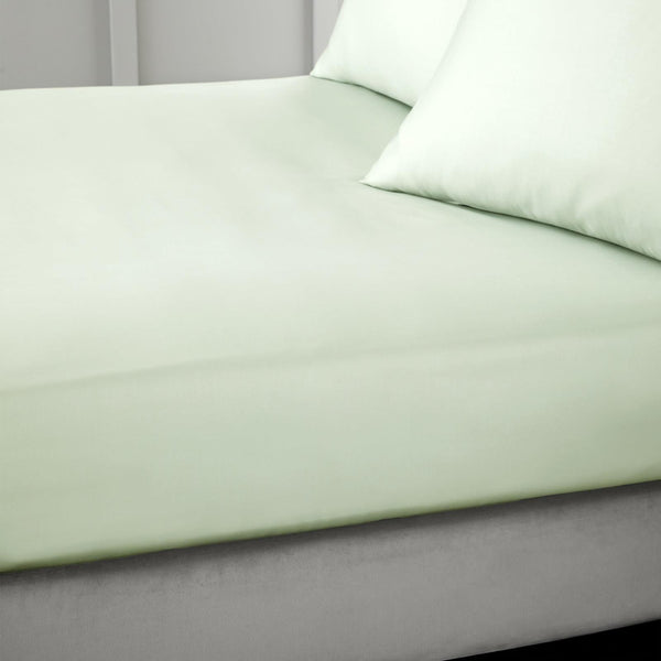 400TC Cotton Sateen Fitted Sheet Green