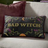 Bad Witch Embroidered Velvet Cushion Cover Black Magic 30 x 50cm - image 1