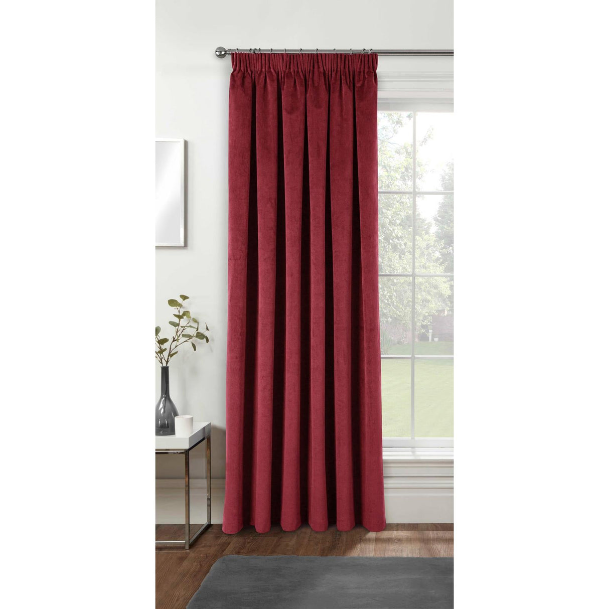Oxford Velvet Blackout Pencil Pleat Door Curtain 66" x 84" - Red