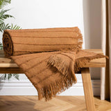 Hazie Woven Fringed Throw Blanket 130cm x 180cm by furn.