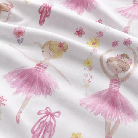 Macro close-up of the duvet cover fabric on the Ballet Dancer Kids Duvet Cover Set Pink Single & Toddler Bedding