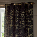 Bamboo Fully Lined Jacquard Eyelet Curtains Black - image 4