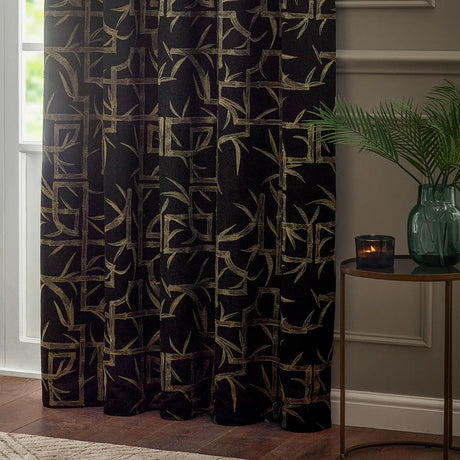Bamboo Fully Lined Jacquard Eyelet Curtains Black - image 5