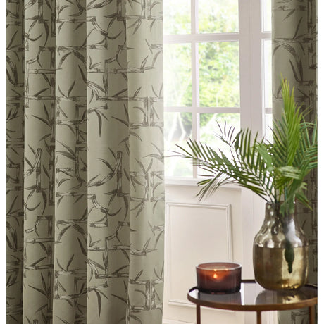 Bamboo Fully Lined Jacquard Eyelet Curtains Champagne - image 6