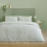 Catherine Lansfield Bamford Gingham Check Reversible Duvet Cover Set with Pillowcase Green