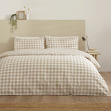 Catherine Lansfield Bamford Gingham Check Reversible Duvet Cover Set with Pillowcase Natural