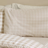 Catherine Lansfield Bamford Gingham Check Reversible Duvet Cover Set with Pillowcase Natural