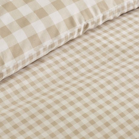 Catherine Lansfield Bamford Gingham Check Reversible Duvet Cover Set with Pillowcase Natural
