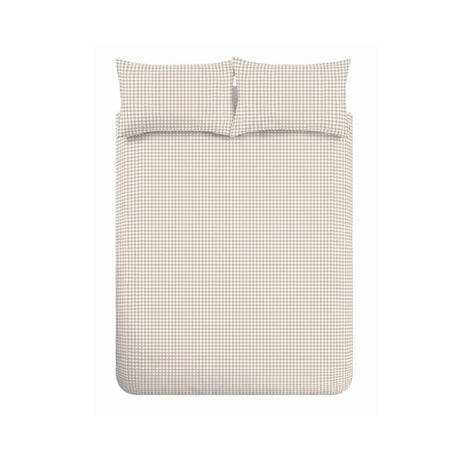 Catherine Lansfield Bamford Gingham Check Reversible Duvet Cover Set with Pillowcase Natural