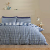 Catherine Lansfield Bamford Gingham Check Reversible Duvet Cover Set with Pillowcase Navy Blue