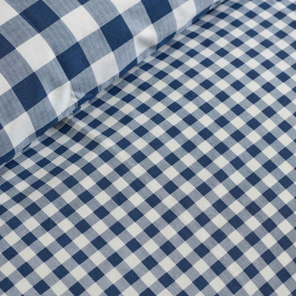 Catherine Lansfield Bamford Gingham Check Reversible Duvet Cover Set with Pillowcase Navy Blue