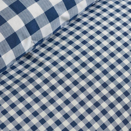Catherine Lansfield Bamford Gingham Check Reversible Duvet Cover Set with Pillowcase Navy Blue