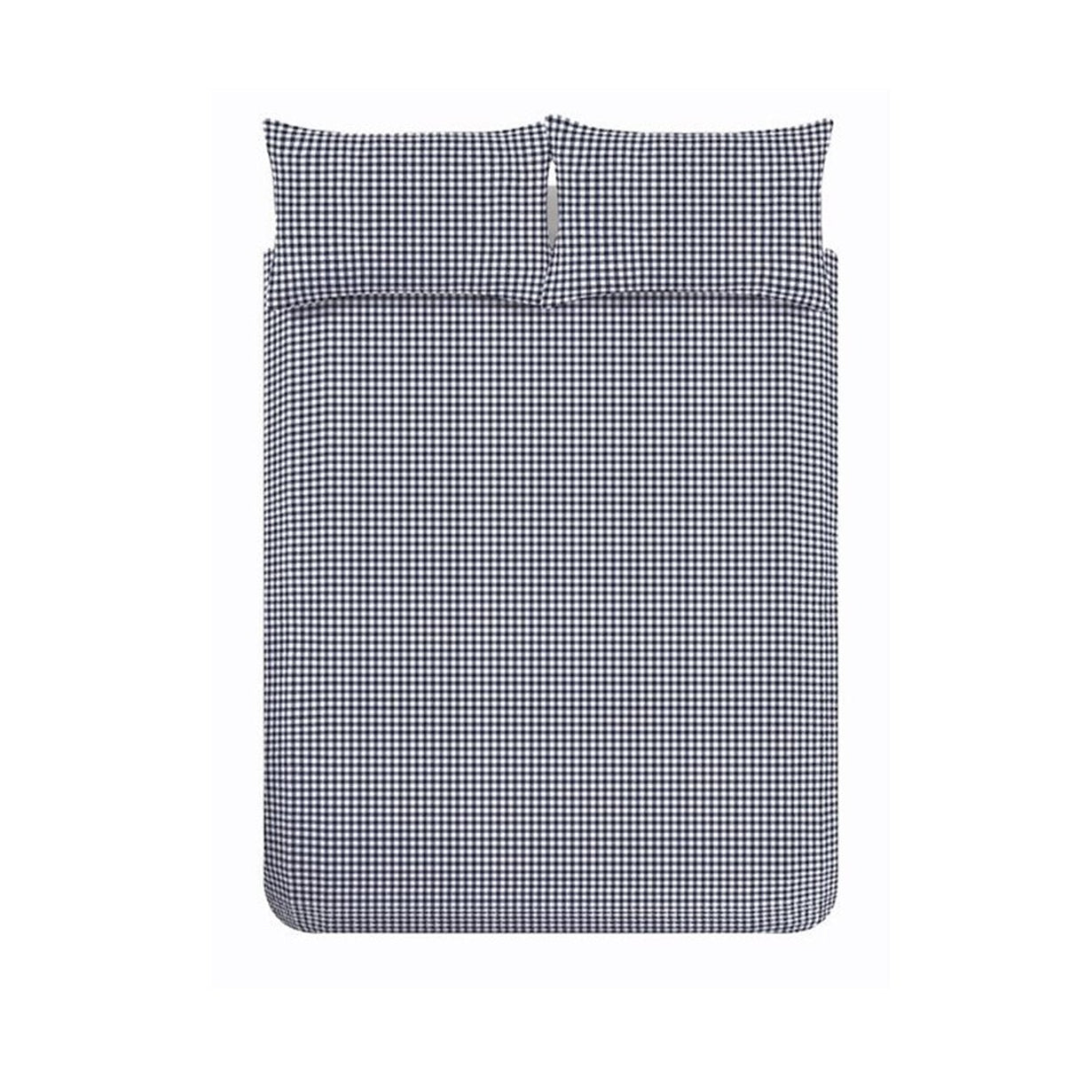 Catherine Lansfield Bamford Gingham Check Reversible Duvet Cover Set with Pillowcase Navy Blue