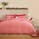Catherine Lansfield Bamford Gingham Check Reversible Duvet Cover Set with Pillowcase Red