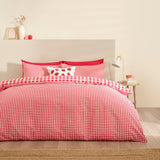 Catherine Lansfield Bamford Gingham Check Reversible Duvet Cover Set with Pillowcase Red