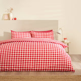Catherine Lansfield Bamford Gingham Check Reversible Duvet Cover Set with Pillowcase Red