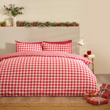 Catherine Lansfield Bamford Gingham Check Reversible Duvet Cover Set with Pillowcase Red