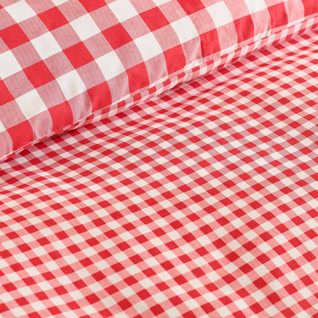 Catherine Lansfield Bamford Gingham Check Reversible Duvet Cover Set with Pillowcase Red