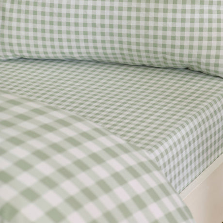 Catherine Lansfield Bamford Gingham Check Green Fitted Sheet - Green