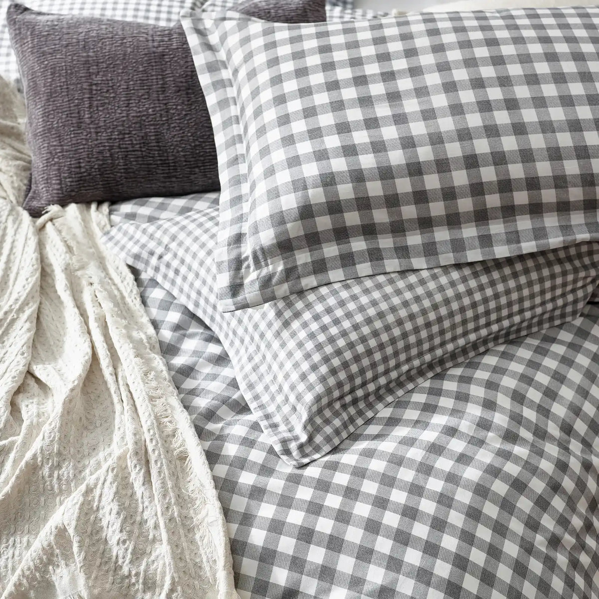 Barton Grey 100% Cotton Duvet Cover Bedding Set - additional product view 2