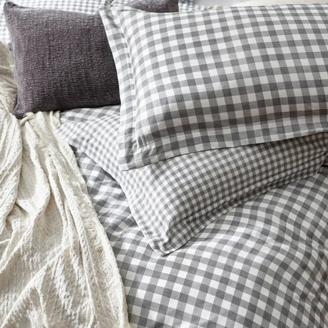 Barton Grey 100% Cotton Duvet Cover Bedding Set - additional product view 2