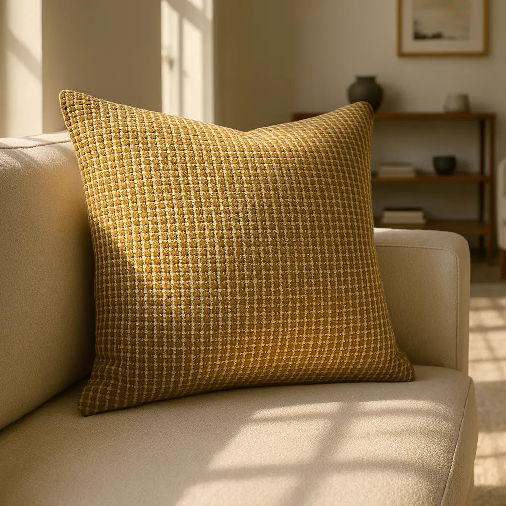 Bath Textured Chenille Mustard Cushion Cover and Filled Cushion 45cm x 45cm
