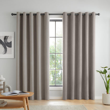 Catherine Lansfield Wilson Blackout Thermal Eyelet Curtains - Grey