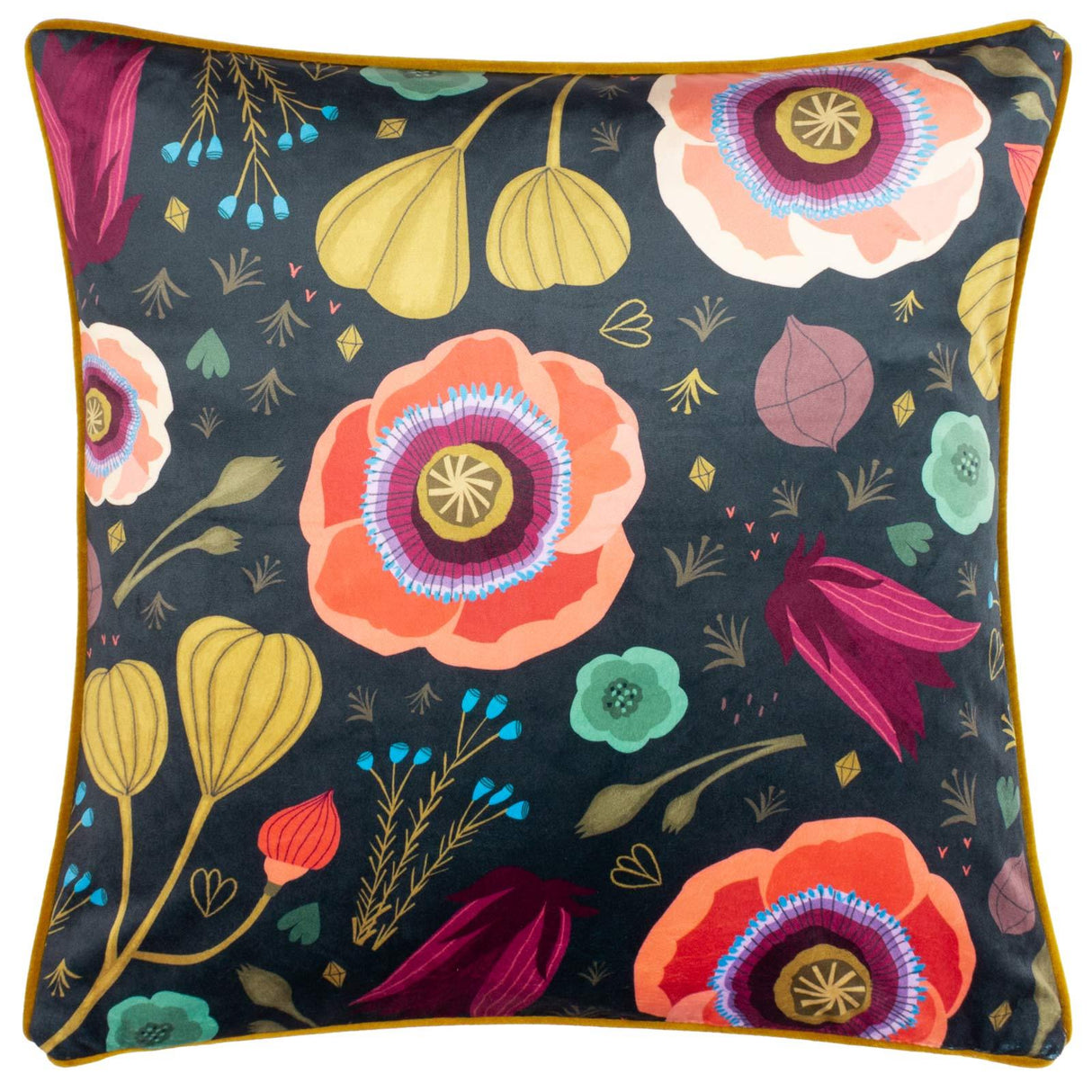 Bright Blooms Illustrated Cushion Cover 20" x 20" (50cm x 50cm) by Kate Merritt
