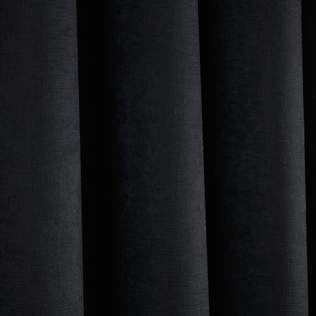 Strata Woven Dim Out Eyelet Curtains Black by Fusion