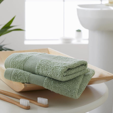 Catherine Lansfield Anti-Bacterial Face Cloth Towel Pair - Sage