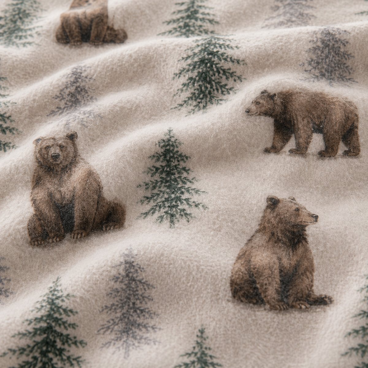 Macro close-up of the brushed cotton flannelette fabric on the Bear Walks Brushed Cotton Flannelette Duvet Cover Set