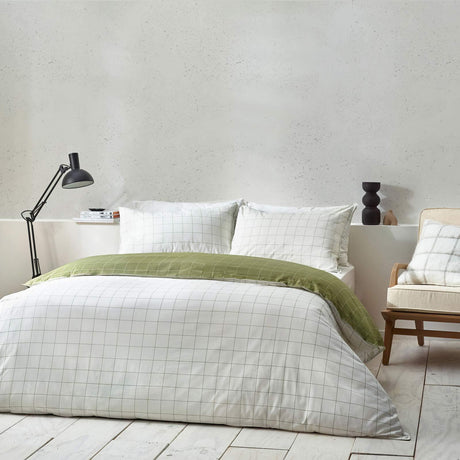 Howarth Check Moss + Natural Duvet Cover Set
