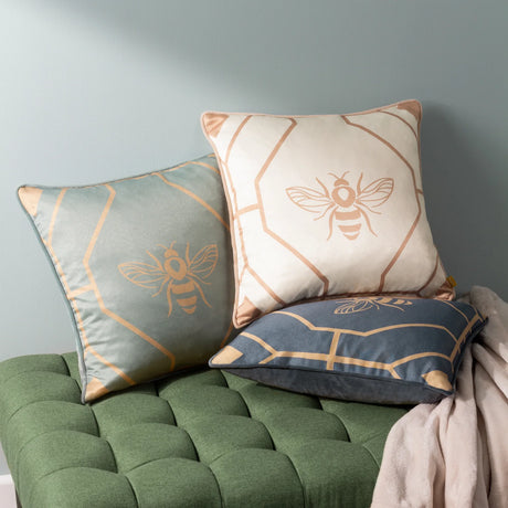 Bee Deco Geometric Velvet Champagne Cushion Cover 43cm x 43cm - additional product view 4