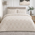 Belfort Soft Microfibre Duvet Cover Set in champagne styled on a coordinated bedroom bed