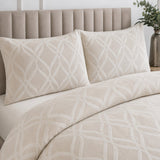 Close-up of Belfort Soft Microfibre Duvet Cover Set in champagne pillowcases showing the print and fabric detail