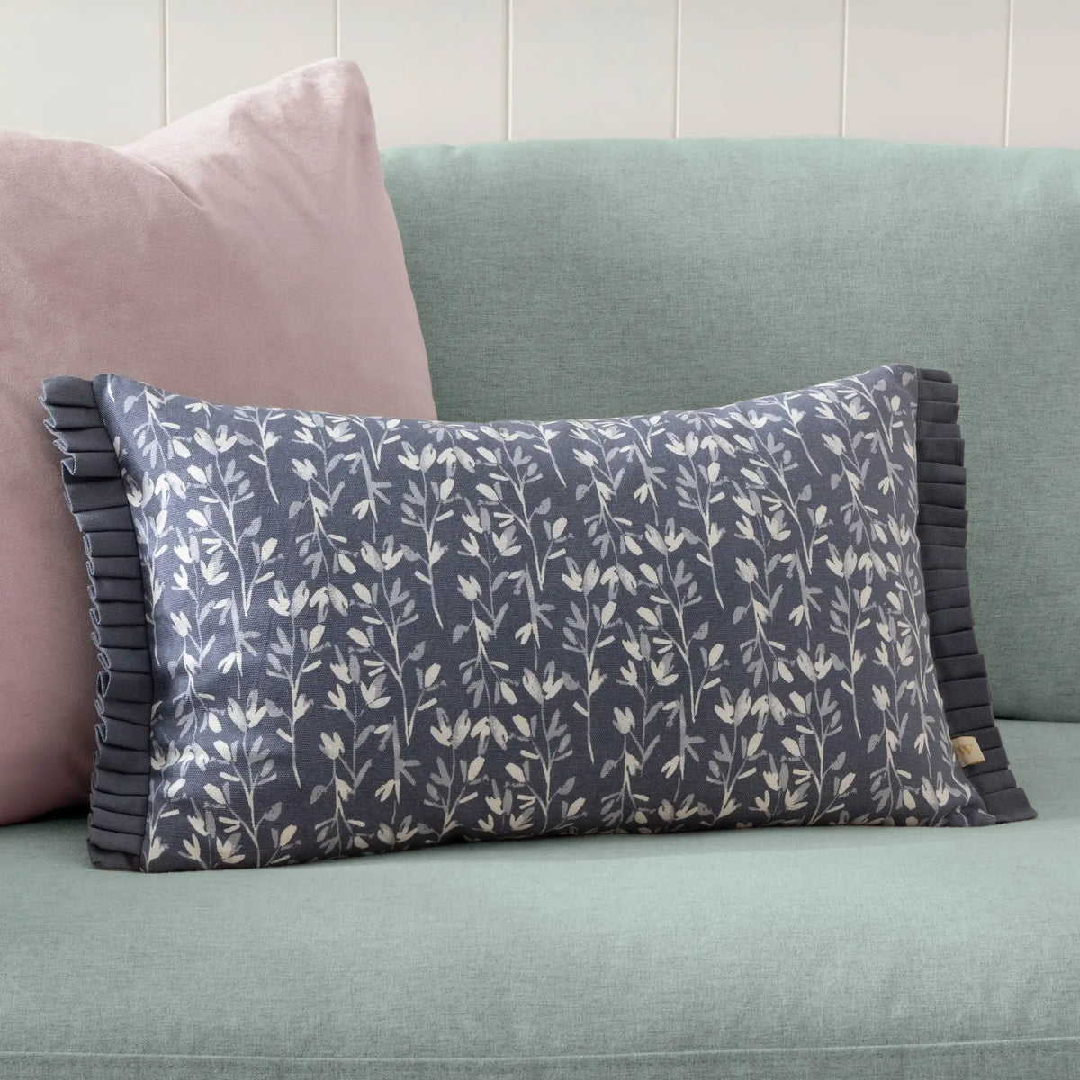 Belle 100% Cotton French Blue Cushion Cover or Filled Cushion 30cm x 50cm - additional product view 1