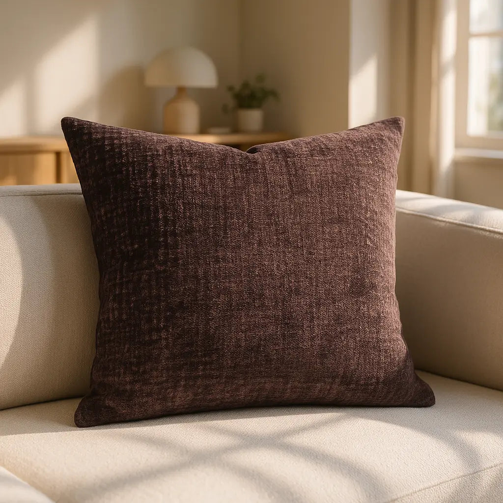 Belmont Chenille Aubergine Cushion Cover and Filled Cushion