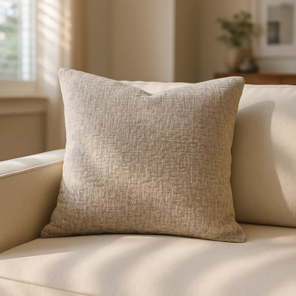 Belmont Chenille Biscuit Cushion Cover and Filled Cushion